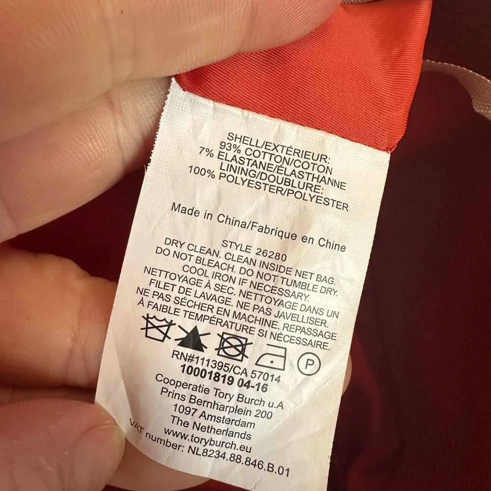Tory Burch Thea Orange Skirt w/ Buttons A-Line Tailored (Size 6)